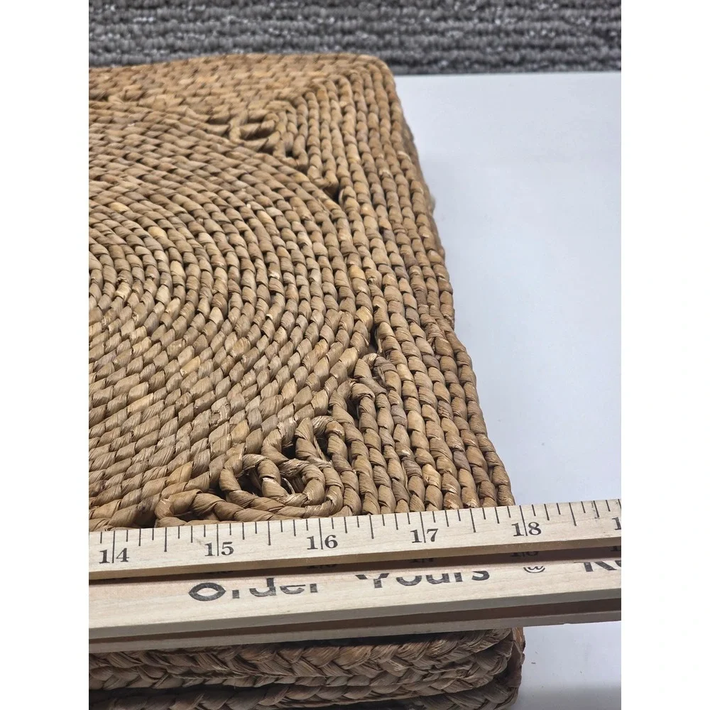 Set of 6 Natural Woven Seagrass Placemats Rectangular Braided Straw 18x12 Rustic